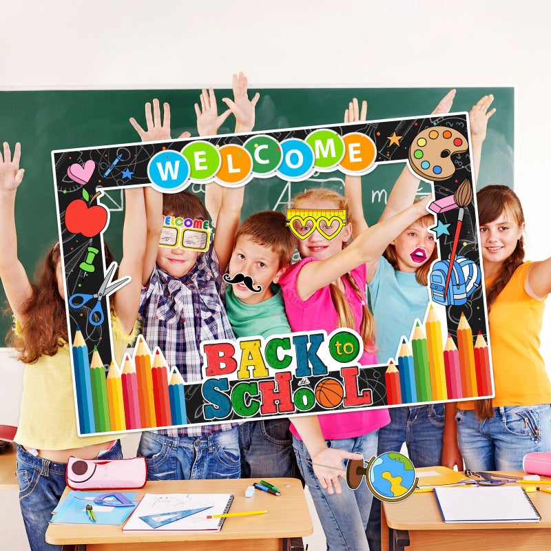 Haimimall Welcome Back to School Decorations First Day of Schoo Back to School Photo Props Frame& Photo Props First Day of School Party Supplies - Image 5